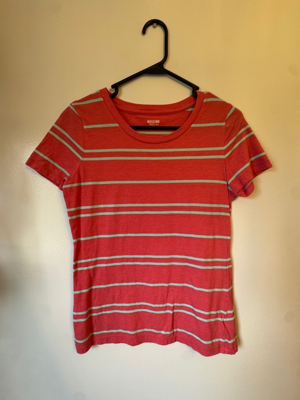 Mossimo Supply Co. Coral-Red Tee with Seafoam Stripes